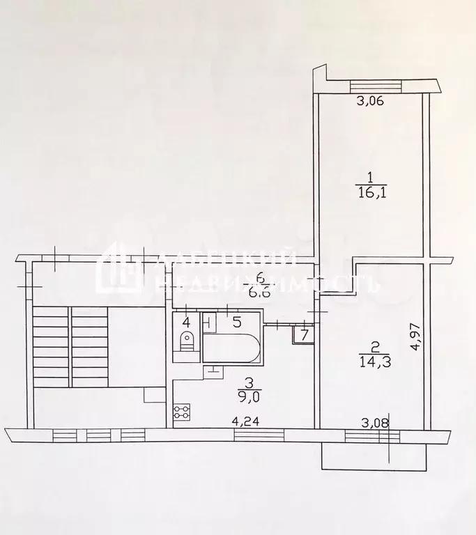 2-к. квартира, 50,1 м, 2/5 эт. - Фото 0