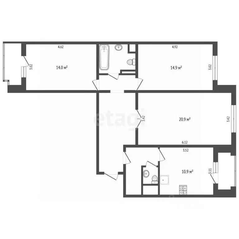 3-к кв. Московская область, Химки Совхозная ул., 16 (84.0 м) - Фото 1