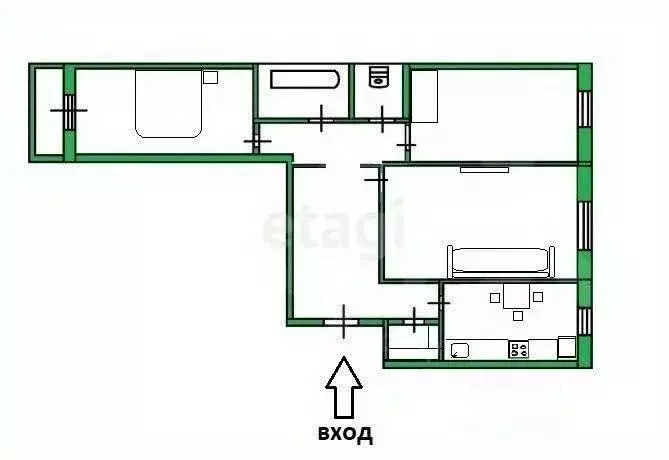 3-к кв. Тульская область, Тула ул. Братьев Жабровых, 9 (64.0 м) - Фото 2
