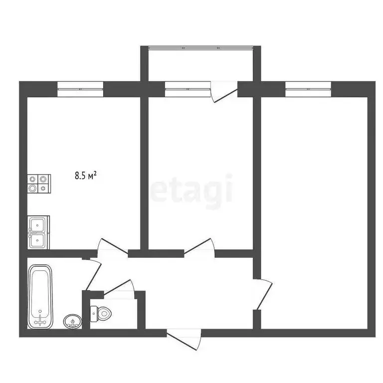 2-комнатная квартира: Ботово, улица Ленина, 5 (51.8 м) - Фото 0