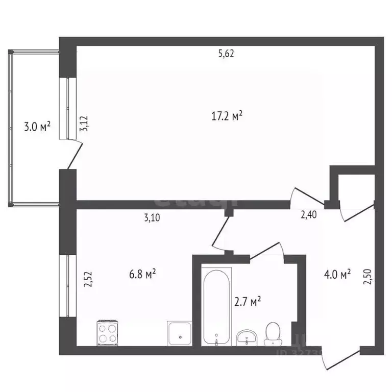 1-к кв. Тверская область, Тверь ул. Веселова, 28 (31.0 м) - Фото 2