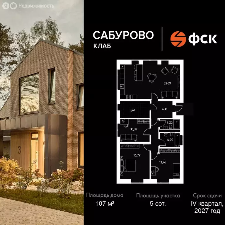 Дом в посёлок городского типа Сабурово, улица Юрия Лотмана (107 м) - Фото 1