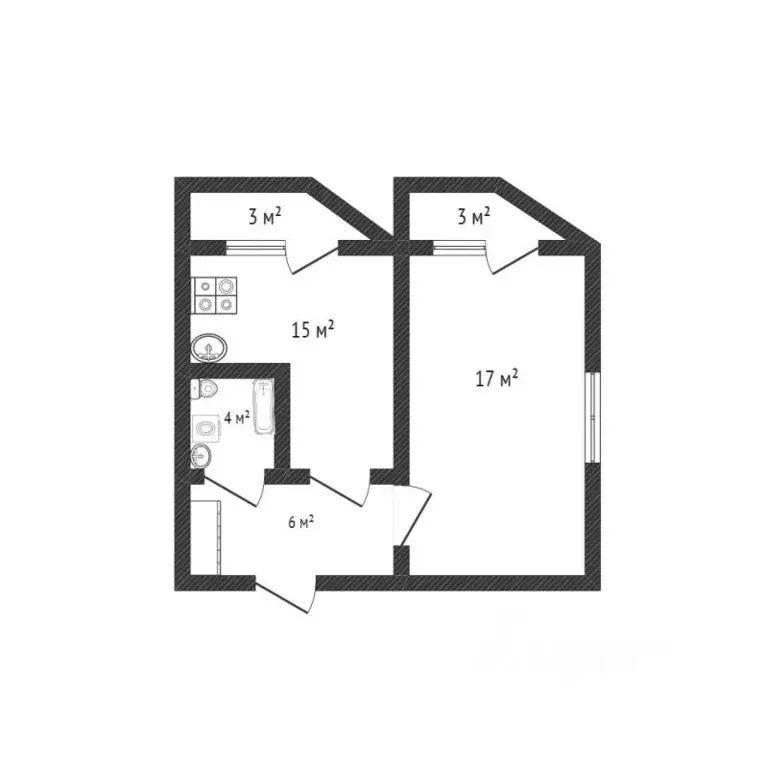1-к кв. Краснодарский край, Новороссийск ул. Чайковского, 10А (48.7 м) - Фото 2