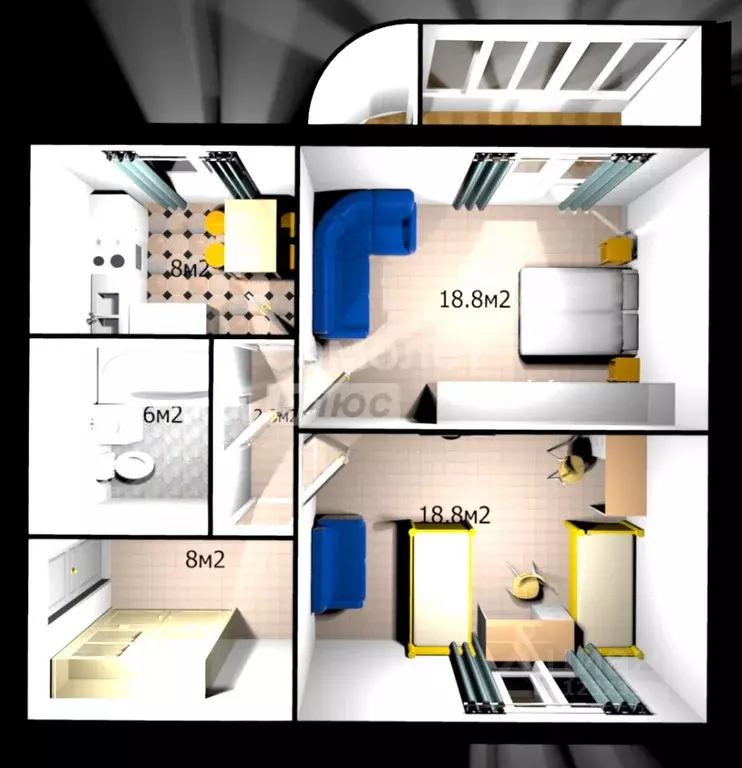 2-к кв. Московская область, Подольск Колхозная ул., 20 (60.8 м) - Фото 2