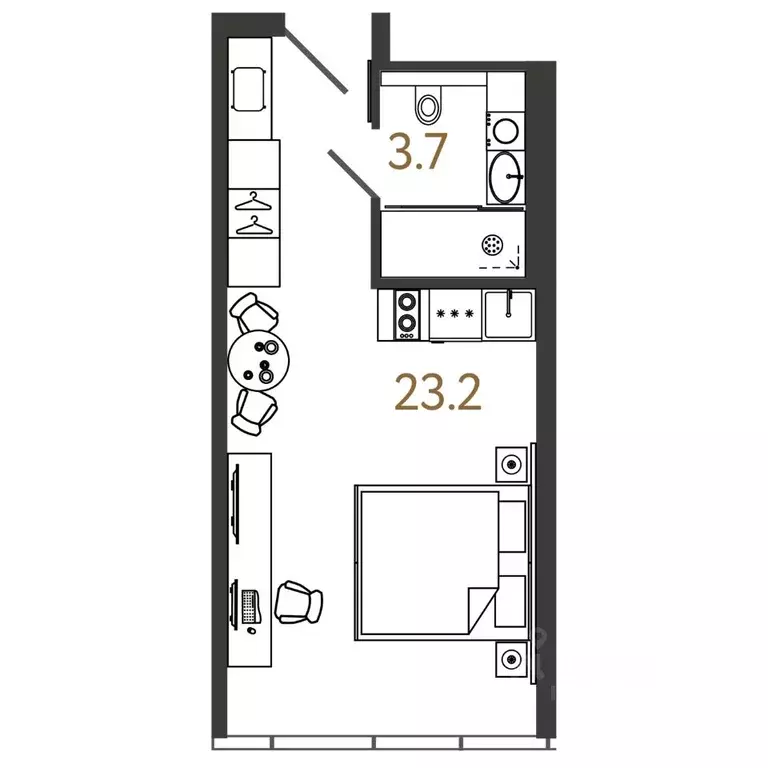 Студия Санкт-Петербург Ташкентская ул., 6к2 (26.9 м) - Фото 0
