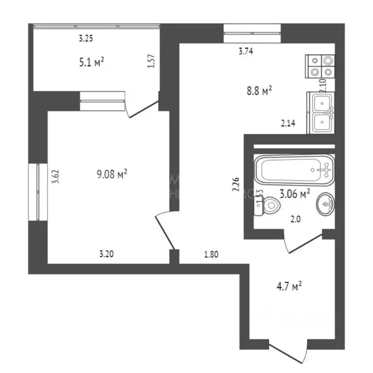 1-к кв. Тюменская область, Тюмень Дамбовская ул., 25к1 (33.4 м) - Фото 2
