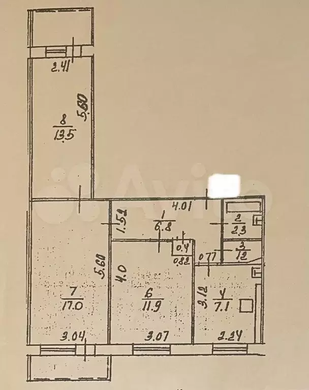 3-к. квартира, 62,8 м, 3/9 эт. - Фото 0