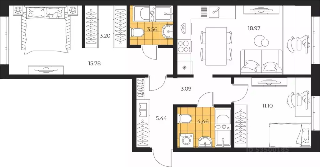 2-к кв. Сахалинская область, Южно-Сахалинск  (65.6 м) - Фото 1