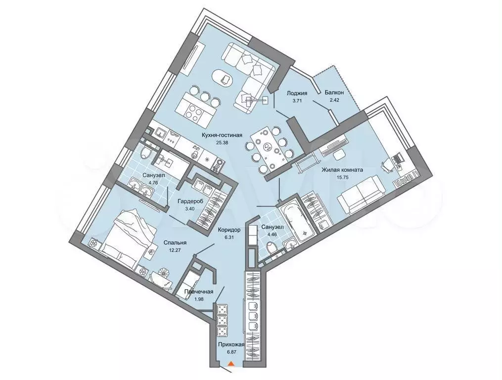 2-к. квартира, 85 м, 8/8 эт. - Фото 0