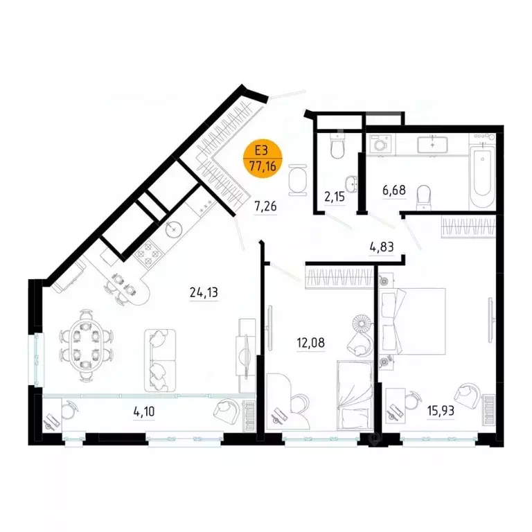 2-к кв. Рязанская область, Рязань ул. Земнухова, 3 (77.16 м) - Фото 2