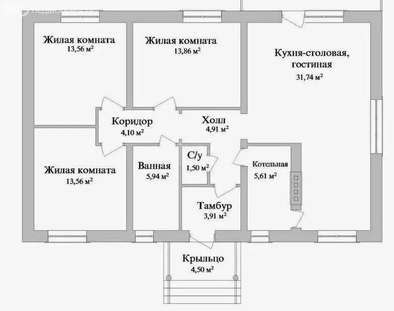 Дом в Подгорное, улица 50 лет Победы (95 м) - Фото 1
