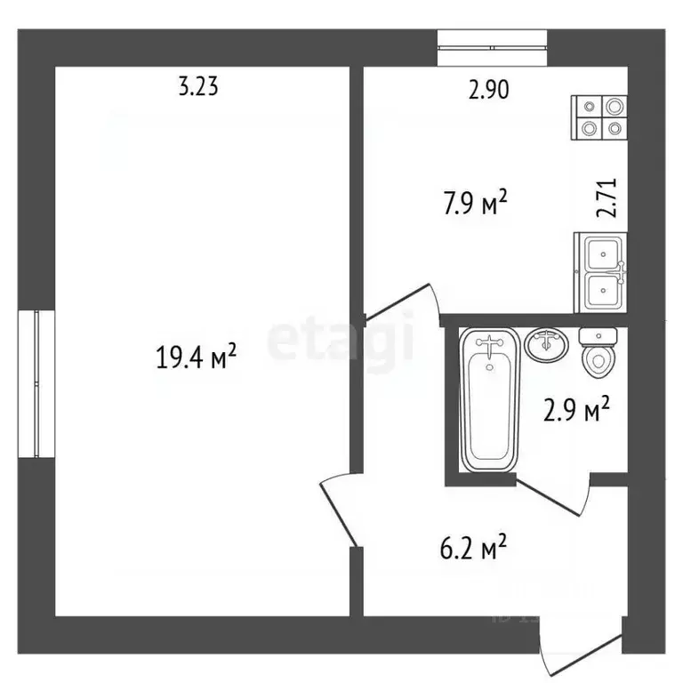 1-к кв. Псковская область, Печоры Псковская ул., 41 (36.4 м) - Фото 2