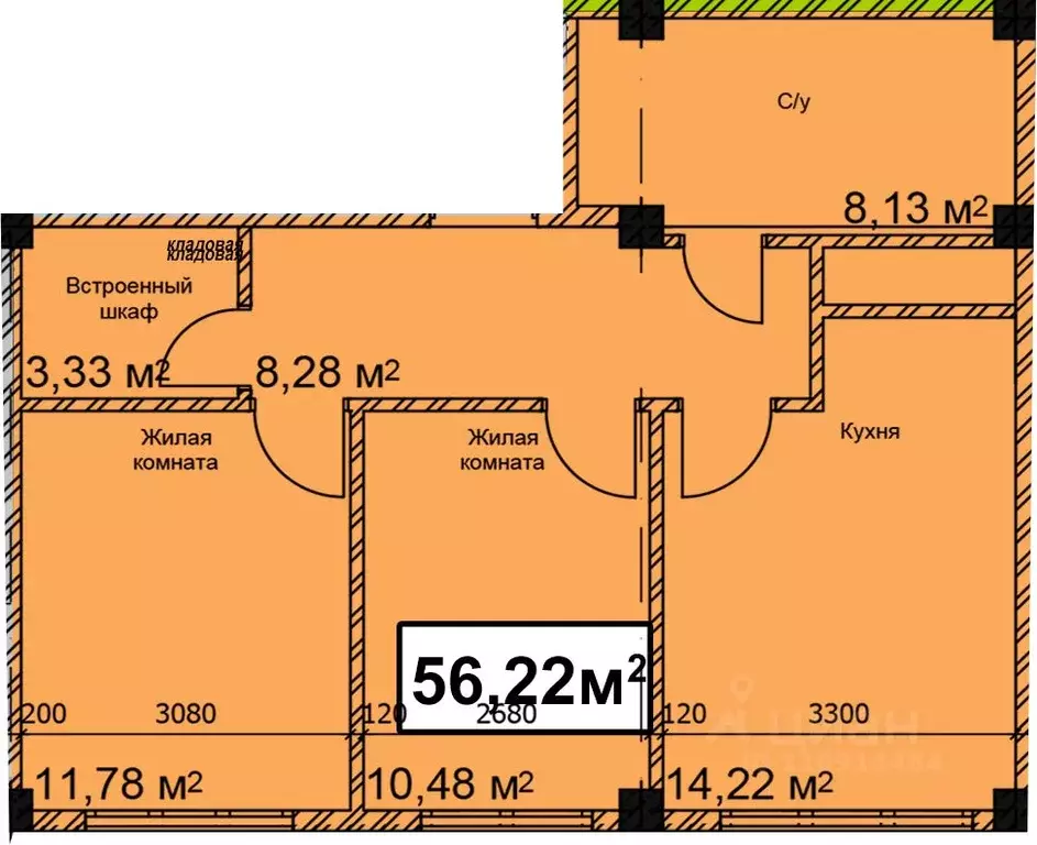2-к кв. Ставропольский край, Ессентуки ул. Благодатная, 22к2 (56.22 м) - Фото 1