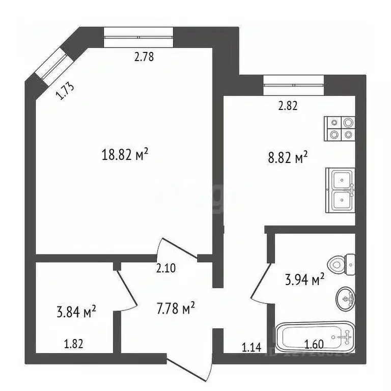 1-к кв. Калужская область, Калуга Хрустальная ул., 44к6 (41.6 м) - Фото 2