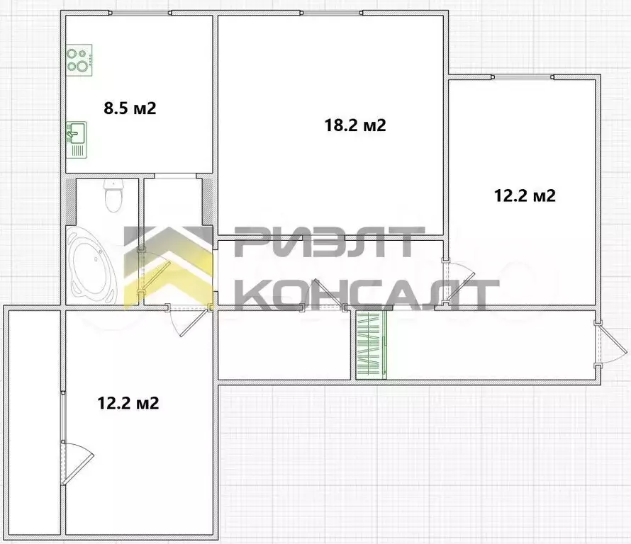 3-к. квартира, 75,4 м, 11/16 эт. - Фото 0