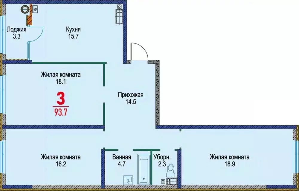 3-к кв. Ставропольский край, Ставрополь Гражданская ул., 1/6 (93.2 м) - Фото 1