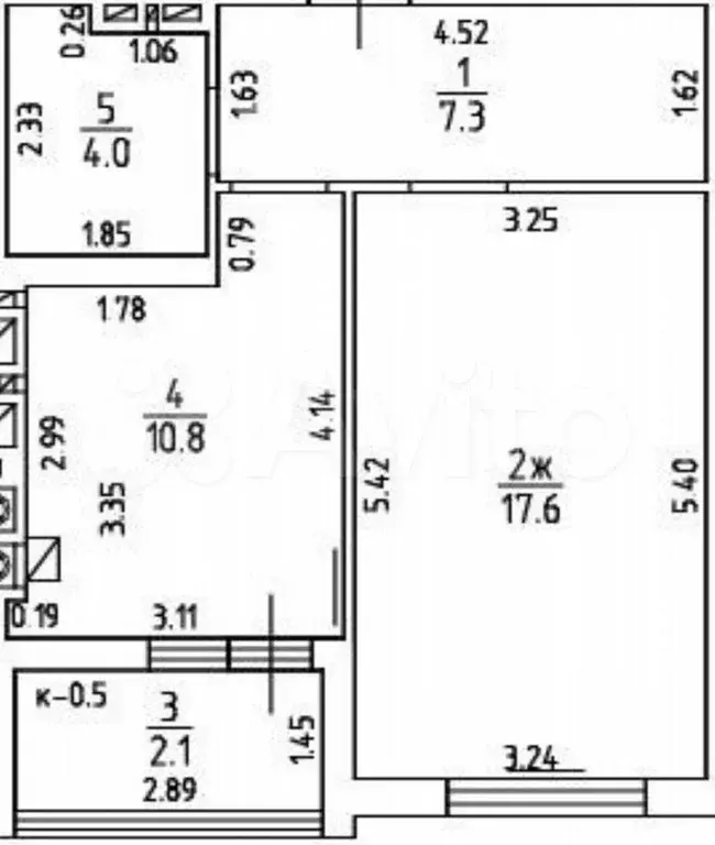 1-к. квартира, 41,9 м, 7/9 эт. - Фото 1