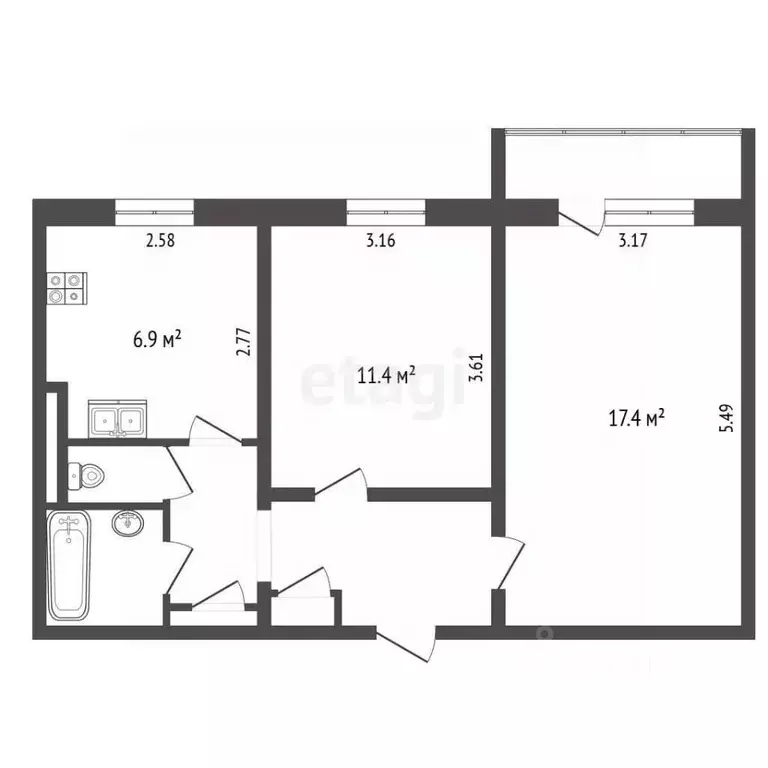 2-к кв. Ямало-Ненецкий АО, Муравленко ул. Губкина, 25 (49.7 м) - Фото 2