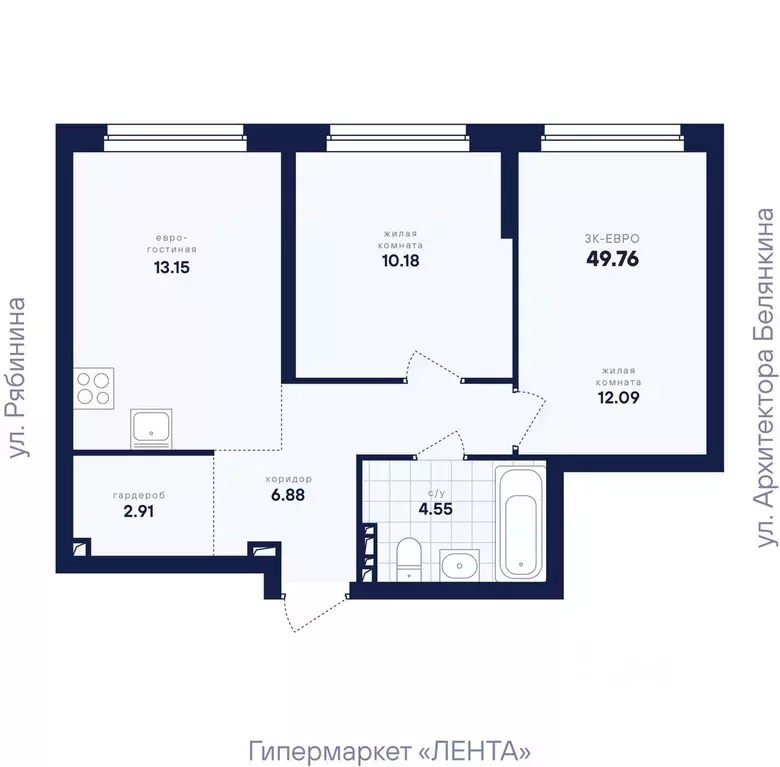 2-к кв. Свердловская область, Екатеринбург Академический мкр, ... - Фото 2