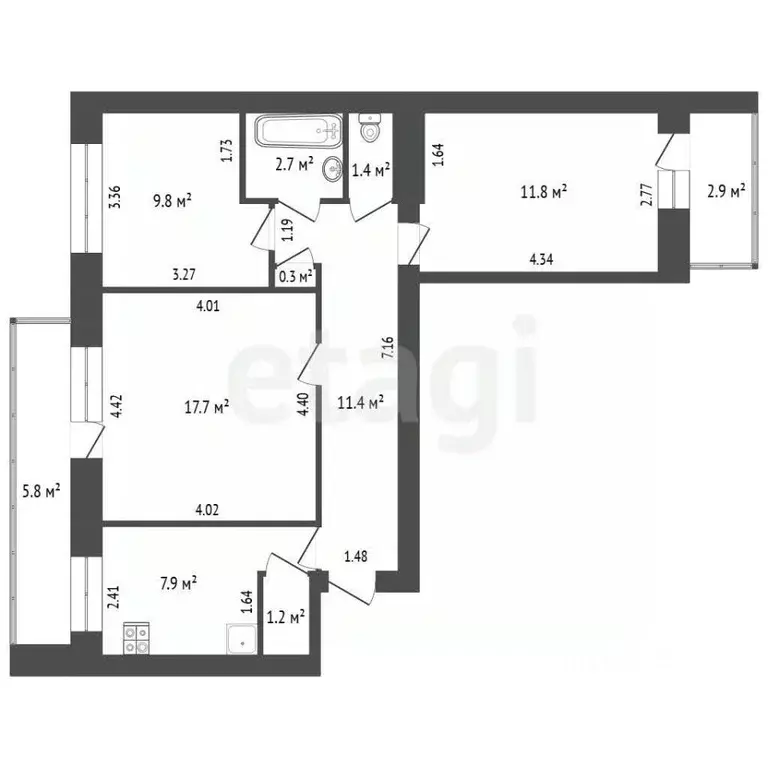 3-к кв. Крым, Евпатория ул. Некрасова, 59А (64.2 м) - Фото 2