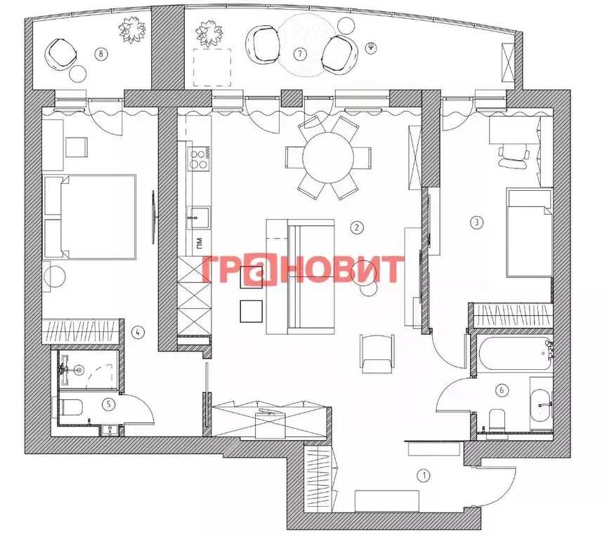 3-к кв. Новосибирская область, Новосибирск ул. Сибревкома, 9 (93.9 м) - Фото 1