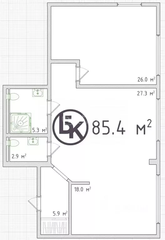 3-к кв. Новосибирская область, Новосибирск Дачное ш., 22 (85.4 м) - Фото 1