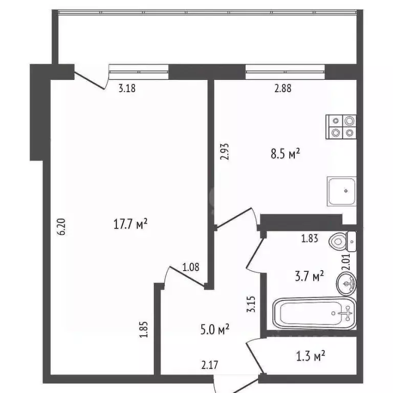 1-к кв. Башкортостан, Стерлитамак ул. 7 Ноября, 101 (37.6 м) - Фото 1