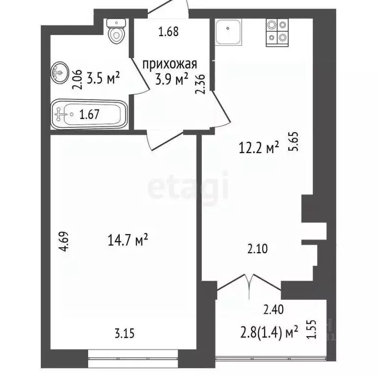 1-к кв. Ростовская область, Батайск ул. Урицкого, 65 (37.0 м) - Фото 2