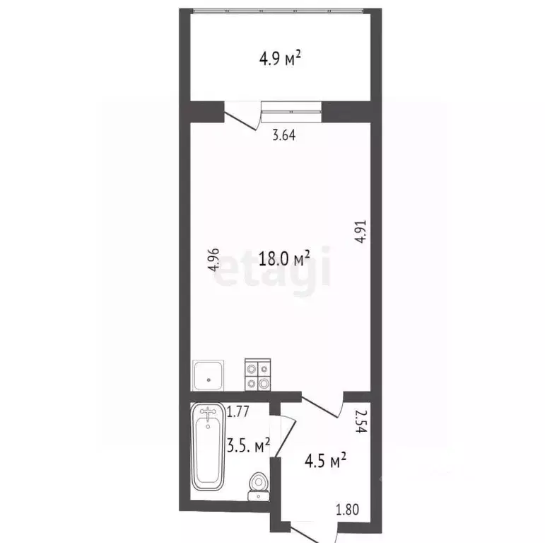 Студия Санкт-Петербург проезд Дизельный, 11к2 (26.0 м) - Фото 1