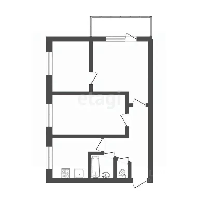 3-к кв. Томская область, Томск ул. Карла Маркса, 77 (49.7 м) - Фото 1