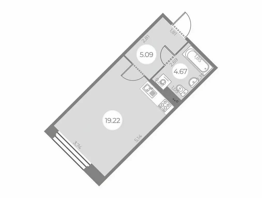 Квартира-студия: Санкт-Петербург, улица Маршала Захарова, 8 (28.98 м) - Фото 0