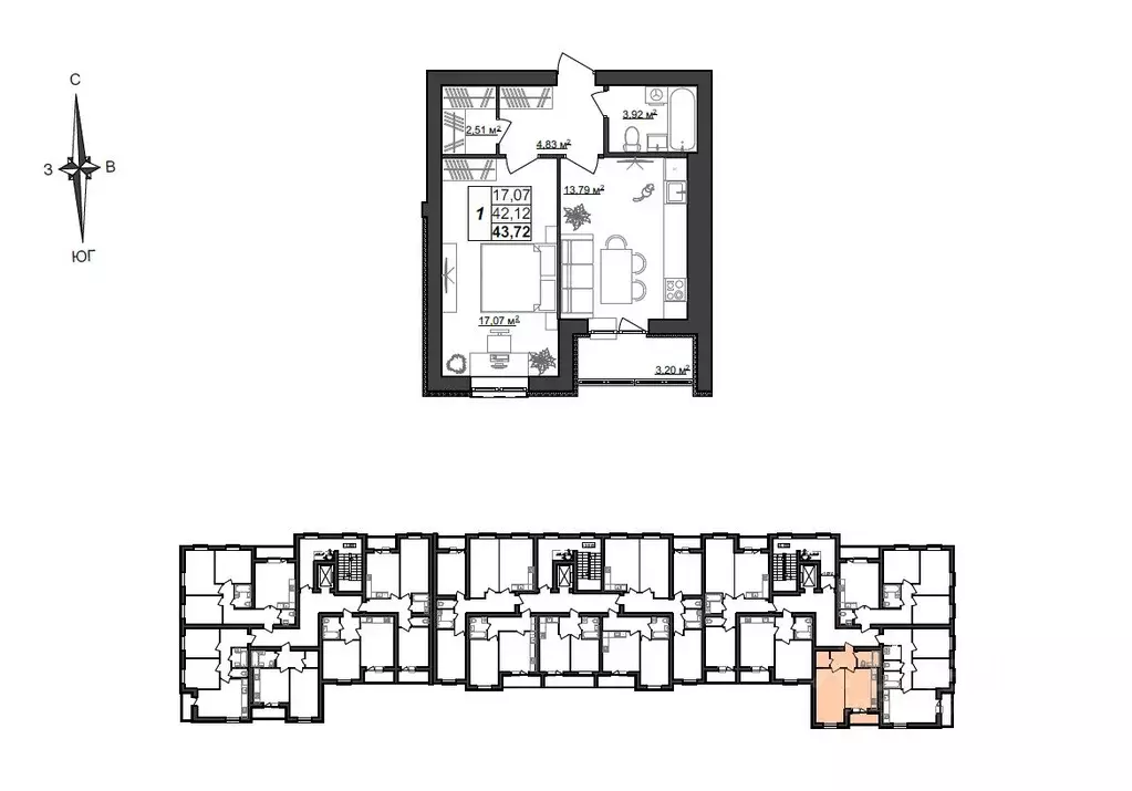 1-к кв. Мордовия, Саранск Большевистская ул., 124А (43.72 м) - Фото 1