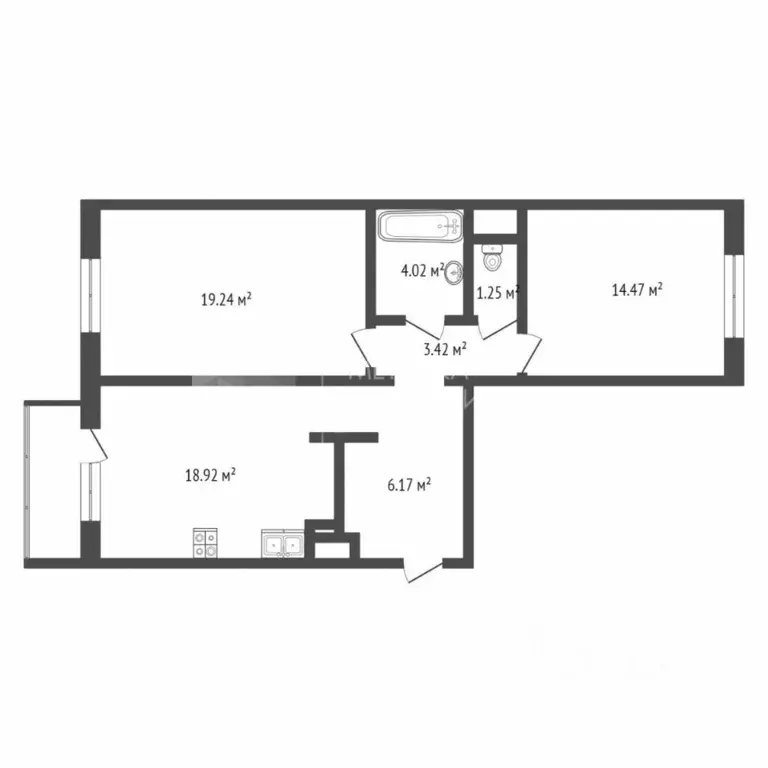 2-к кв. Тюменская область, Тюмень ул. Николая Семенова, 21к1 (66.4 м) - Фото 1