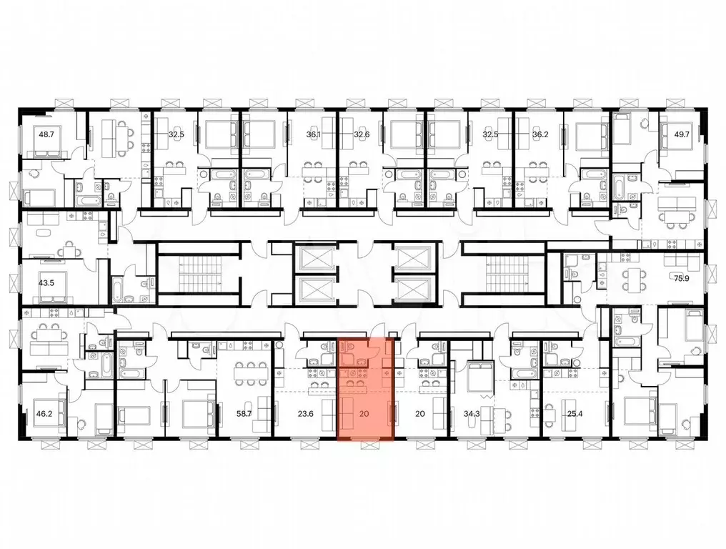 Квартира-студия, 20 м, 20/25 эт. - Фото 1