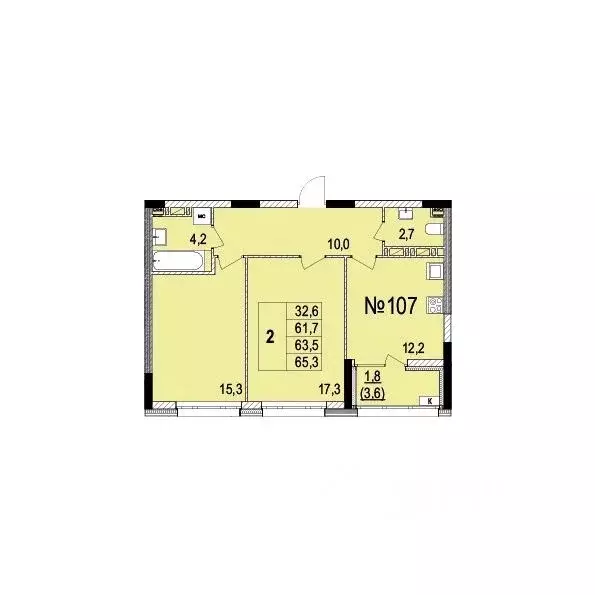2-к кв. Ярославская область, Ярославль ул. Лисицына, 6В (63.5 м) - Фото 1