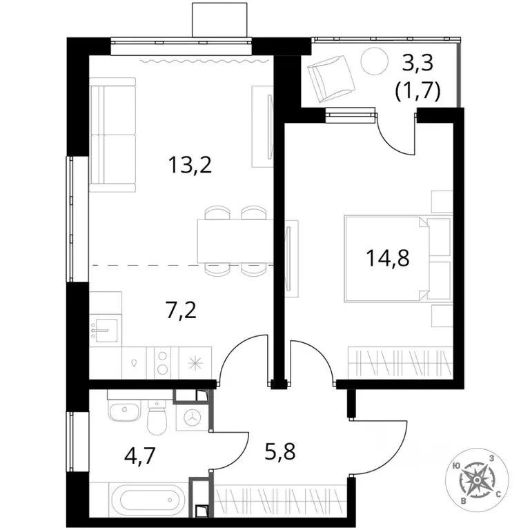 2-к кв. Московская область, Ленинский городской округ, д. Сапроново ... - Фото 2