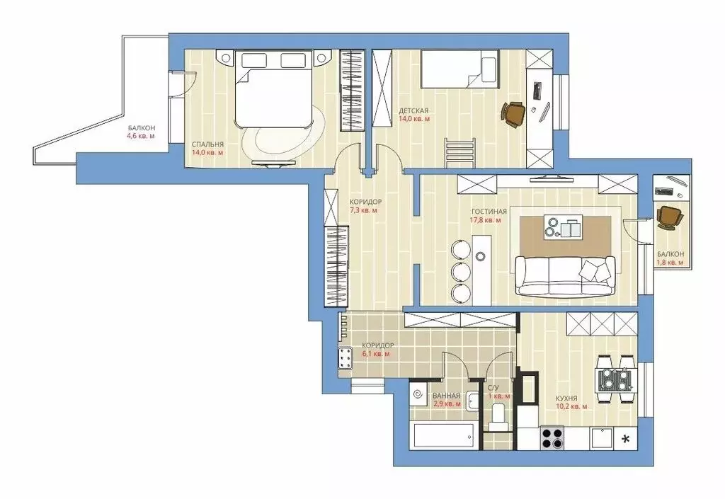 3-комнатная квартира: Москва, Волоцкой переулок, 13к2 (75 м) - Фото 2