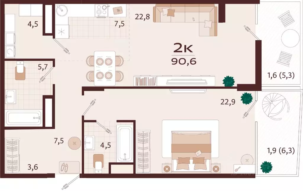 2-к кв. Крым, Ялта ул. Спендиарова, 5 (90.6 м) - Фото 1