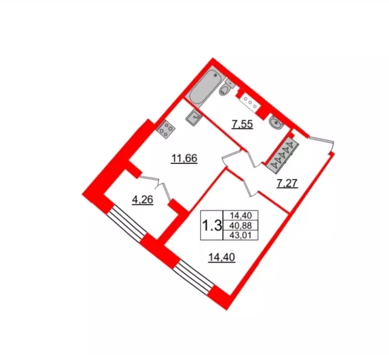 1-комнатная квартира: Санкт-Петербург, Петроградский район, ... - Фото 1