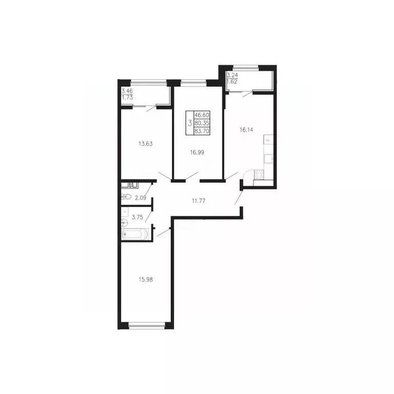 3-к кв. Крым, Феодосия муниципальный округ, Приморский пгт Просторы ... - Фото 1