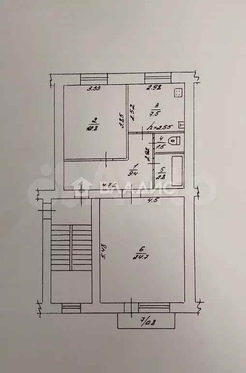 2-к. квартира, 58,6 м, 3/5 эт. - Фото 0