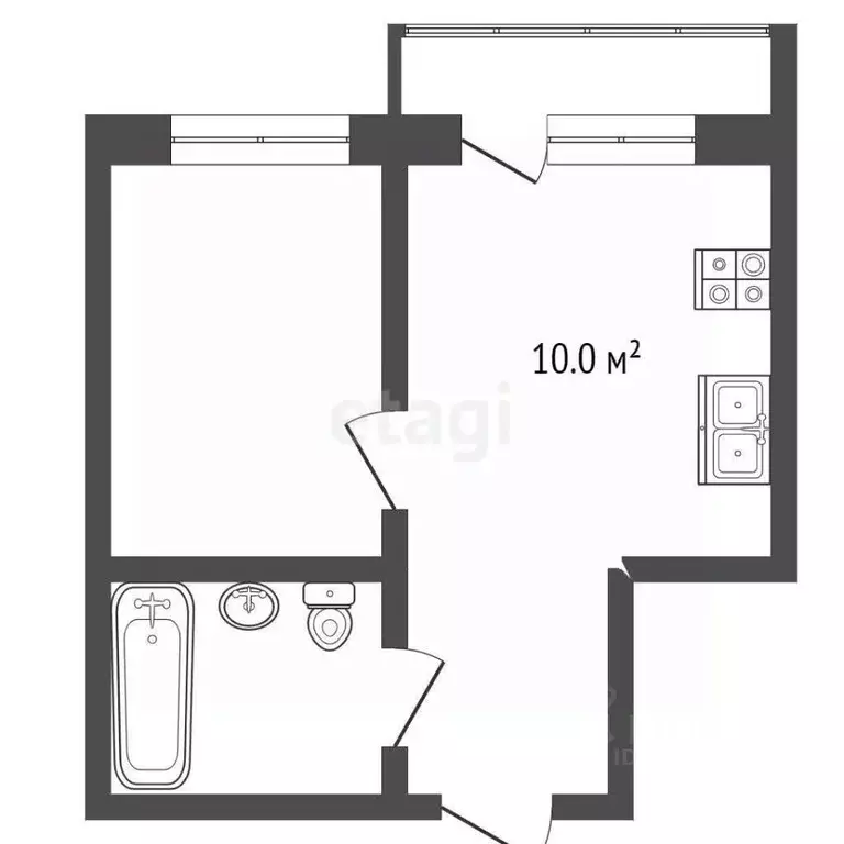 1-к кв. Ханты-Мансийский АО, Сургут ул. Ивана Захарова, 19 (32.0 м) - Фото 0