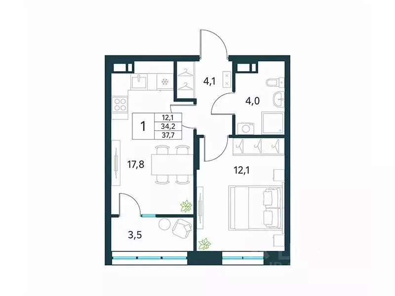 1-к кв. Забайкальский край, Чита Хороший мкр, 16 (37.7 м) - Фото 1