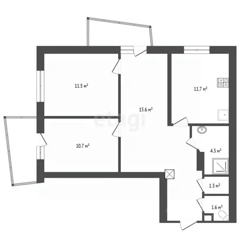 3-к кв. Краснодарский край, Анапа ул. Горького, 2А (71.0 м) - Фото 2