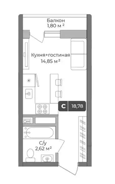 Квартира-студия: Краснодар, улица им. Сорока А.М., 5 (18.78 м) - Фото 0