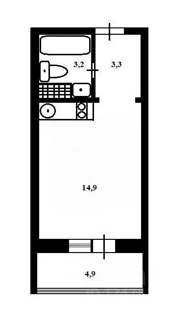 Студия Санкт-Петербург ул. Плесецкая, 14 (21.4 м) - Фото 2
