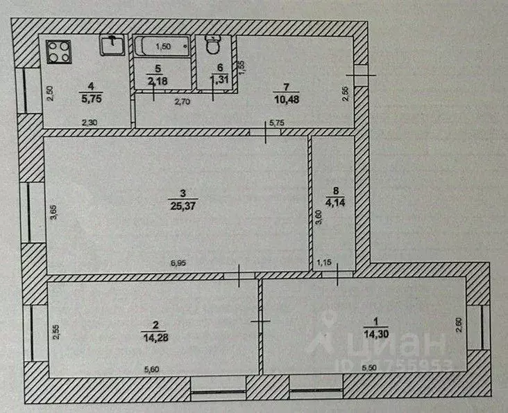 3-к кв. Ульяновская область, Ульяновск ул. Герасимова, 47 (78.0 м) - Фото 1