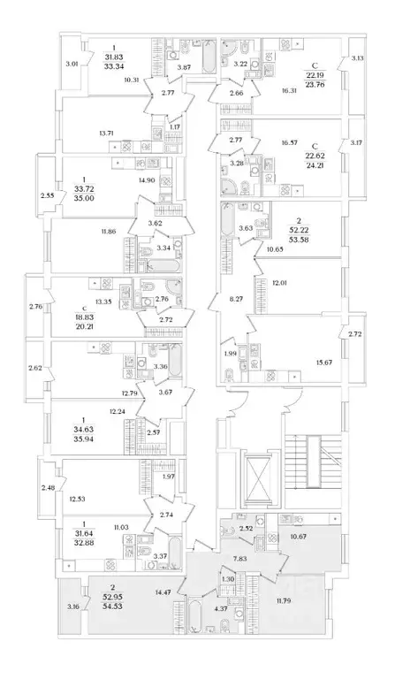 2-к кв. Санкт-Петербург ул. Тамбасова, 5Н (54.53 м) - Фото 1