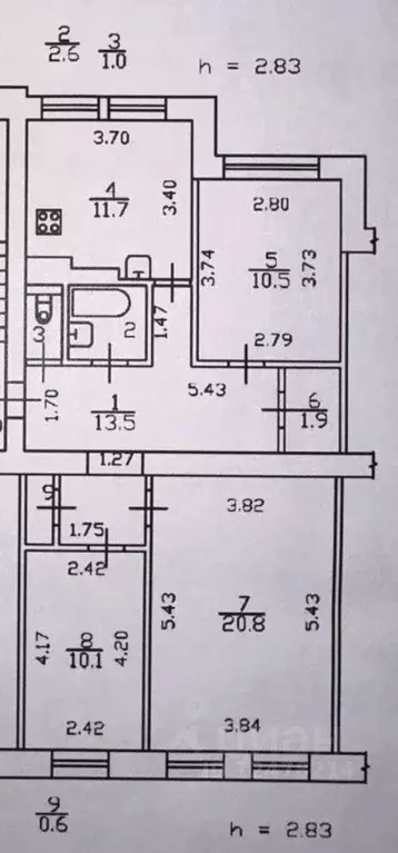 3-к кв. Санкт-Петербург Лиговский просп., 120 (72.7 м) - Фото 2