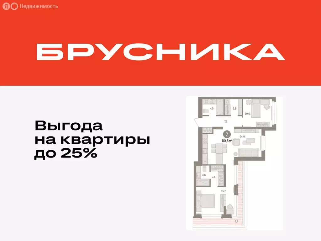 2-комнатная квартира: Тюмень, жилой комплекс На Минской (80.54 м) - Фото 0